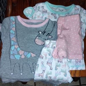 Size 3t piece pj set very cute like new 2tops 2 bottoms pants and shorts